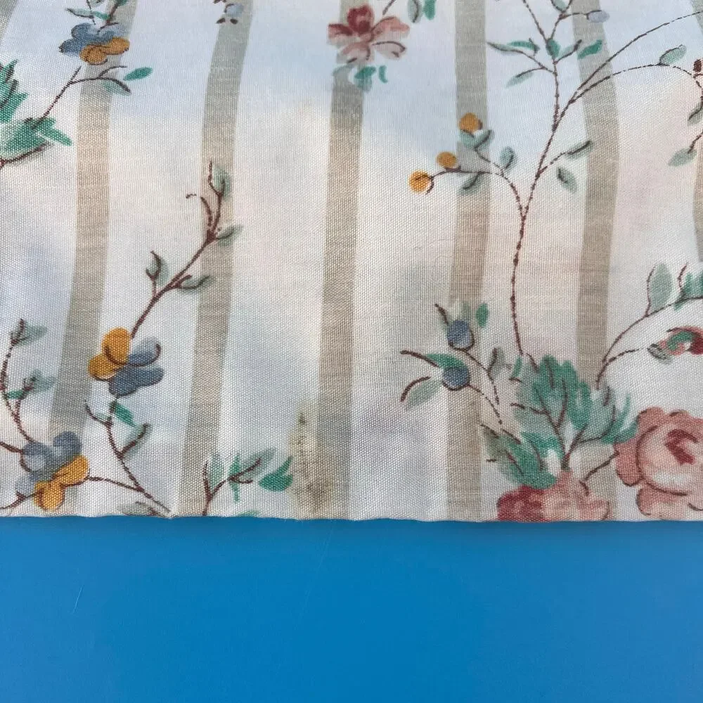 Vintage Cottagecore Floral Stripe Pillowcase 1980s 80s Shabby Chic Farmhouse